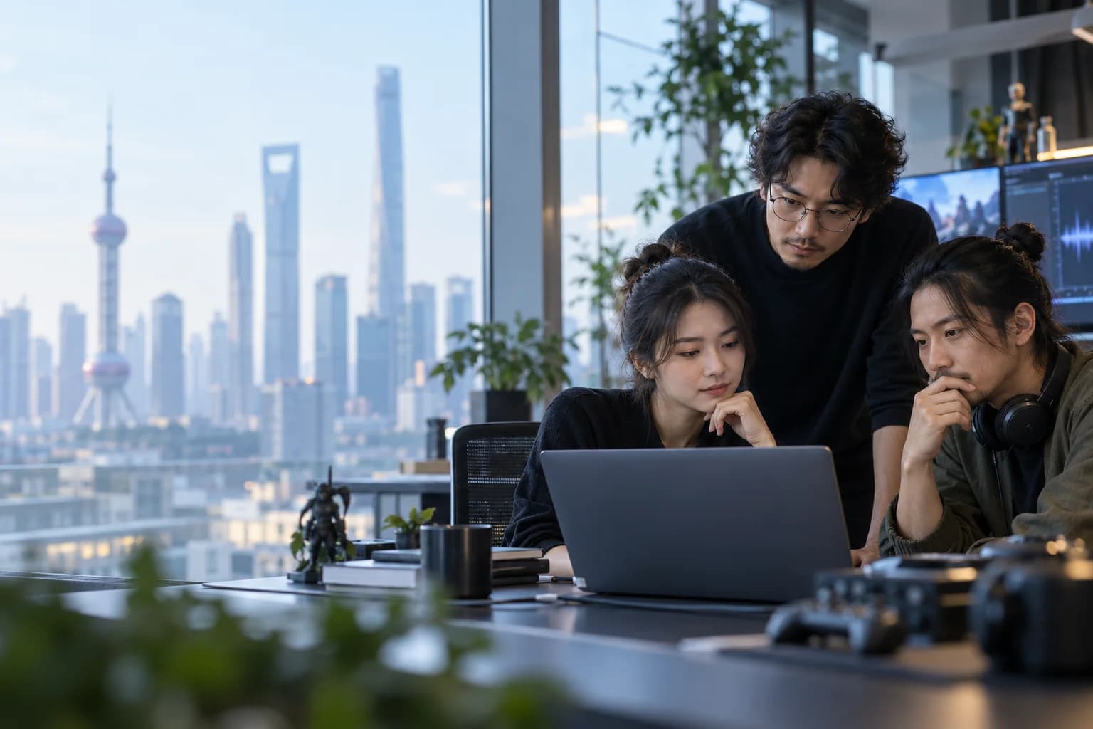 Illustrative image of a technology team collaborating in an office