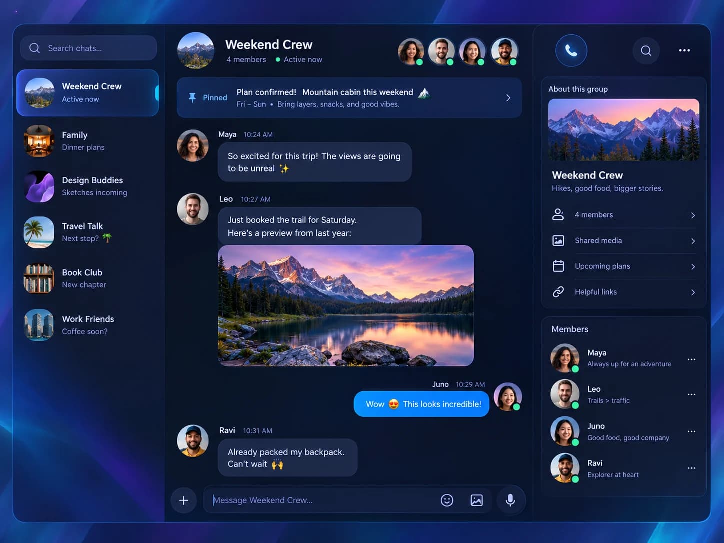 A modern group messaging interface